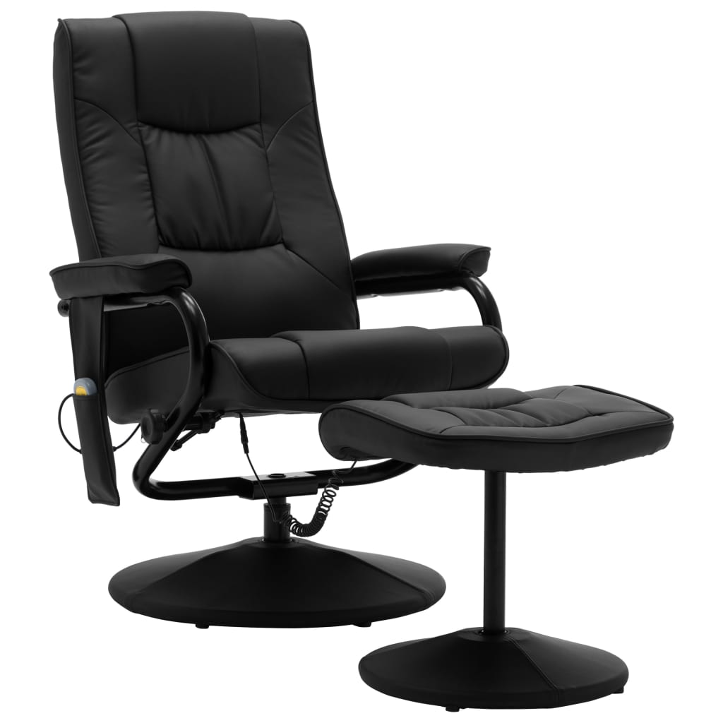 vidaXL Massage Recliner with Ottoman for Home Theater Cinema Faux Leather