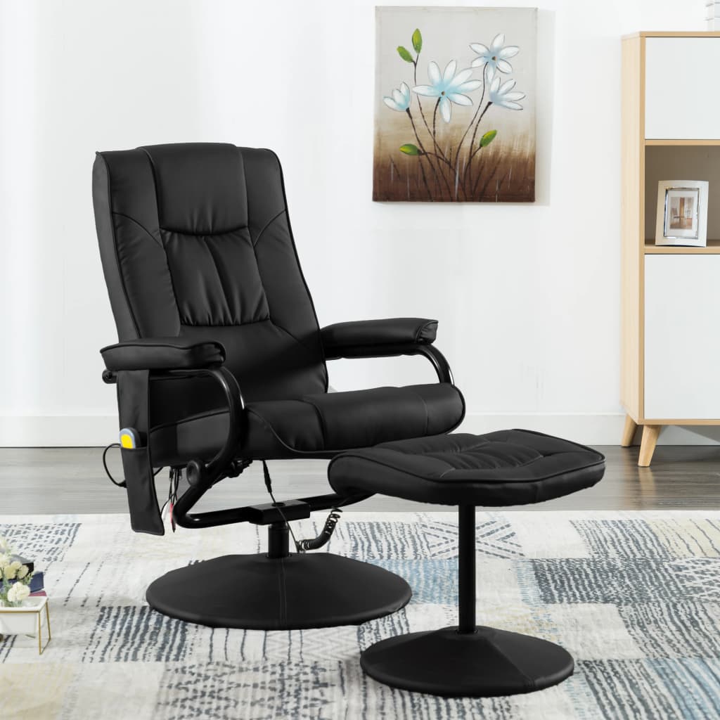 vidaXL Massage Recliner with Ottoman for Home Theater Cinema Faux Leather
