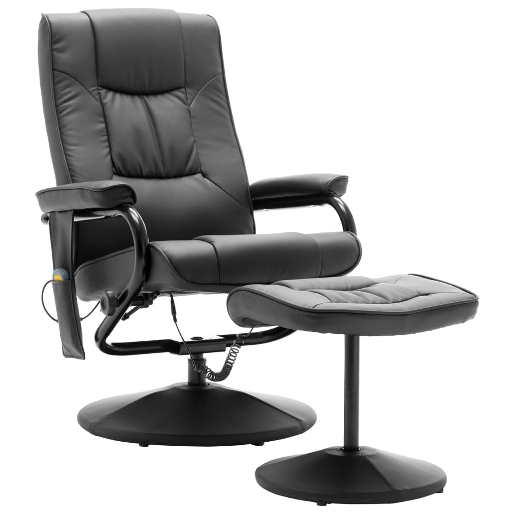 vidaXL Massage Recliner with Ottoman for Home Theater Cinema Faux Leather