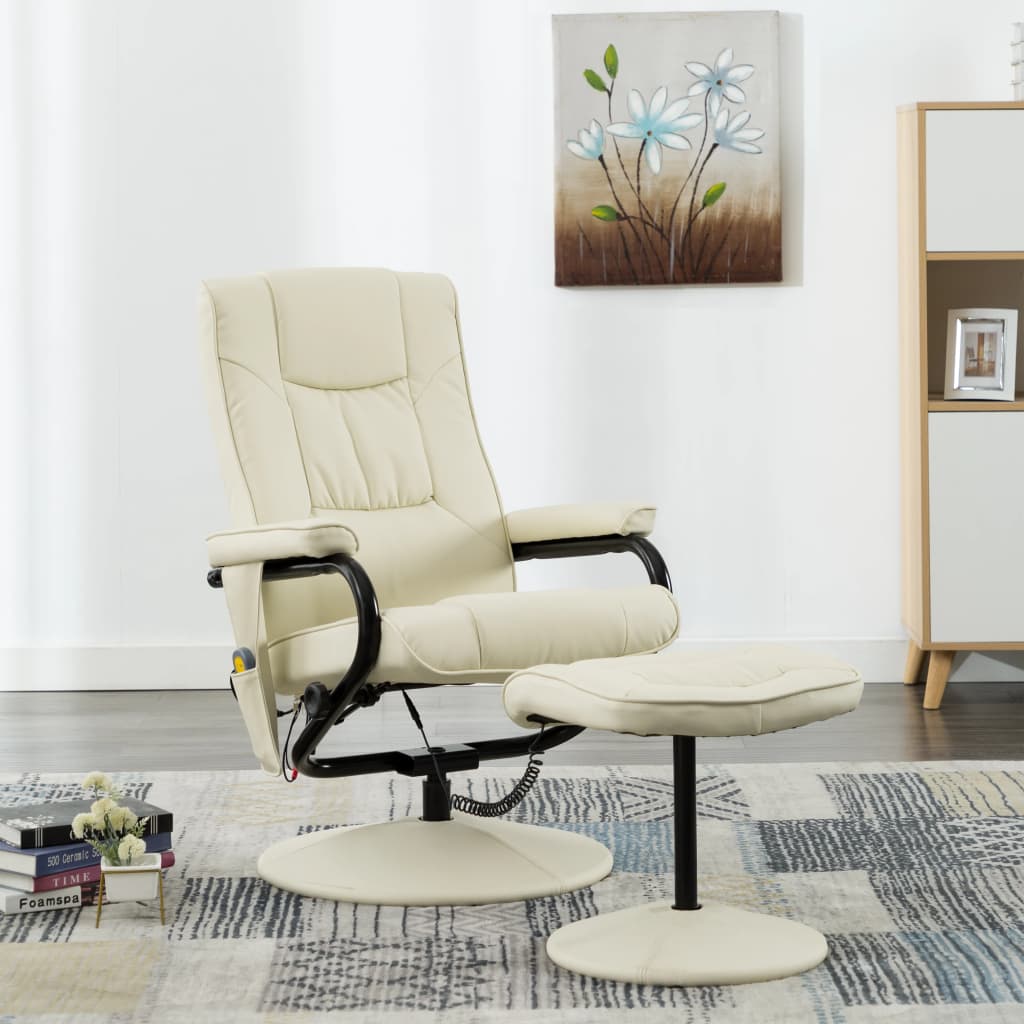 vidaXL Massage Recliner with Ottoman for Home Theater Cinema Faux Leather