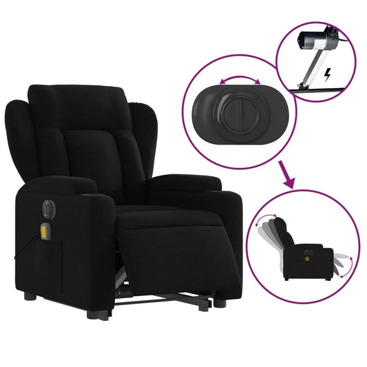vidaXL Electric Stand up Massage Recliner Chair Black Fabric