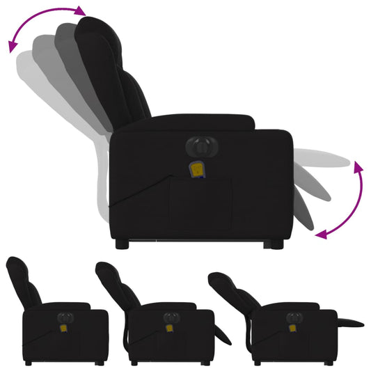 vidaXL Electric Stand up Massage Recliner Chair Black Fabric