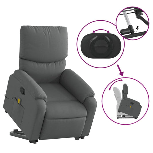 vidaXL Stand up Massage Recliner Chair Dark Gray Fabric