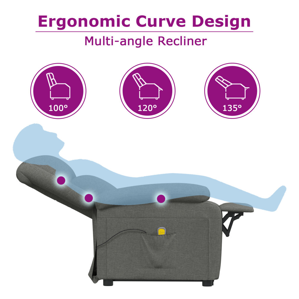vidaXL Massage Recliner Electric Massaging Recliner Chair for Elderly Fabric